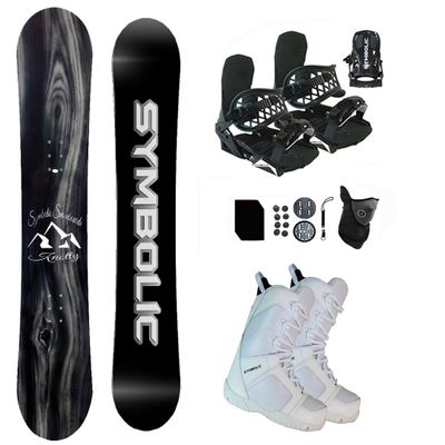 Symbolic Knotty Kids Snowboard & Bindings & Boots Package (BLK Bindings+White Blem Boot 4.5, 110cm Knotty Rocker)