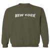 0229. Cool Skateboarding New York City Fonts Letters Graphic Men's Crewneck Sweatshirt (Olive, X-Large)