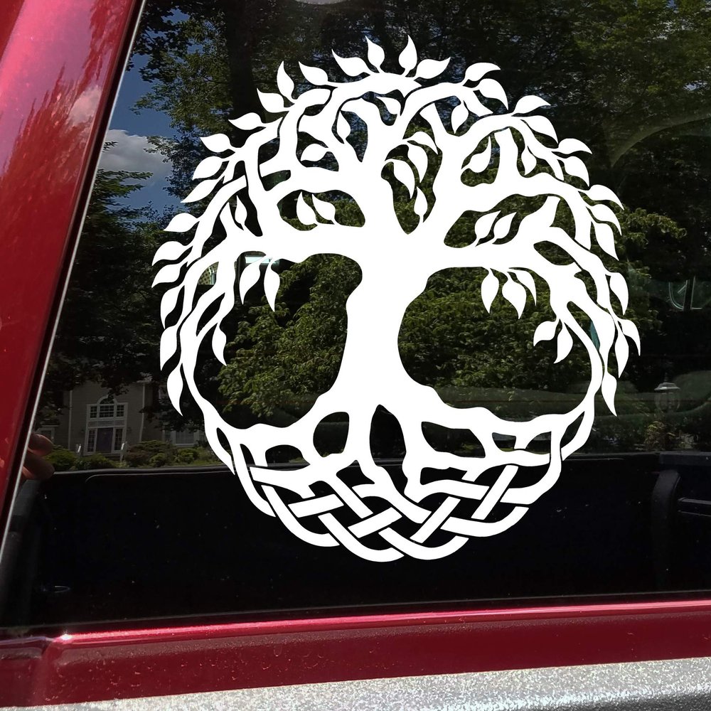 Minglewood Trading Grey - Tree of Life Yggdrasil Vinyl Decal - Norse Mythology - Die Cut Sticker - 8w x 8h inches
