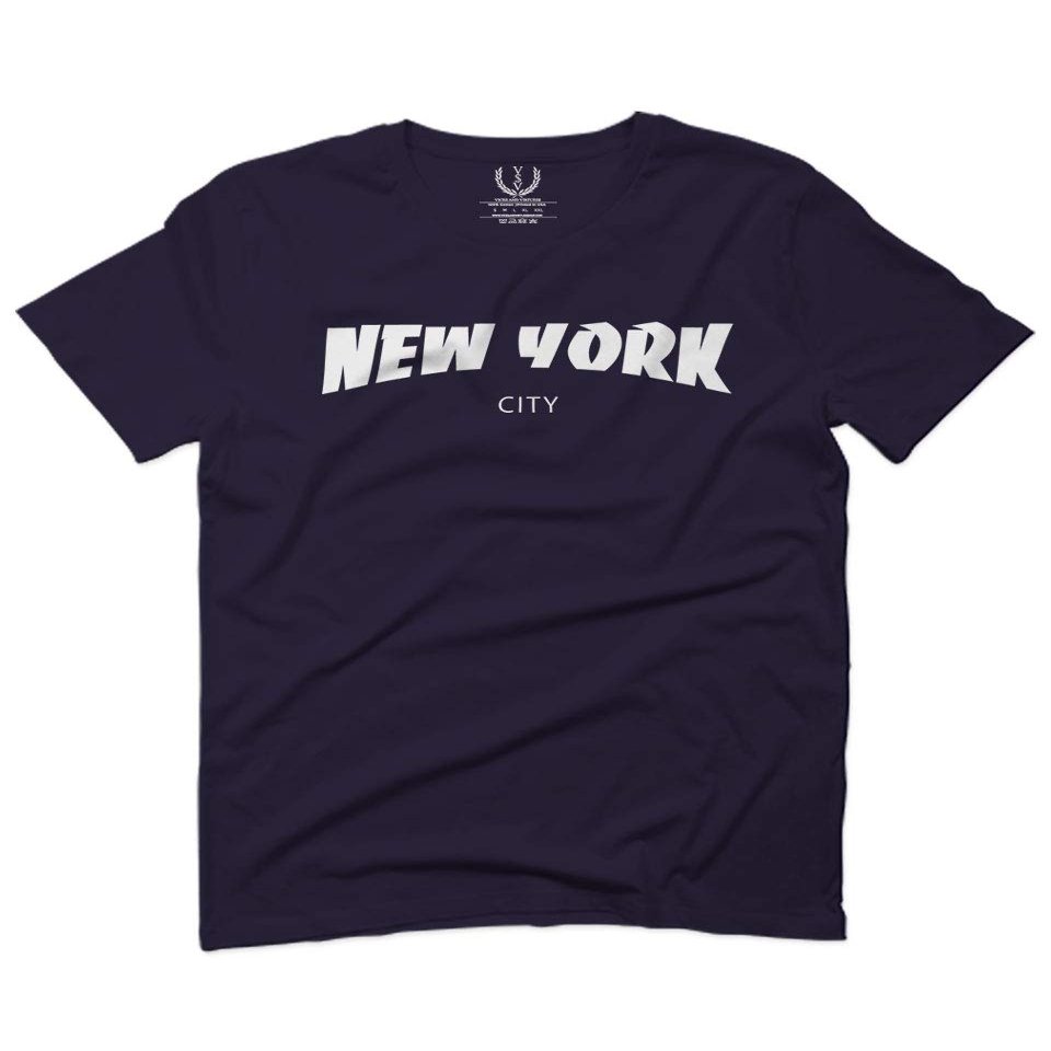 0229. Cool Skateboarding New York City Fonts Letters Graphic for Men T Shirt (Navy Blue, 2X-Large)