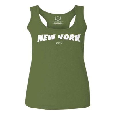 0229. Cool Skateboarding New York City Fonts Letters Graphic Women's Tank Top Racerback (Olive, Large)