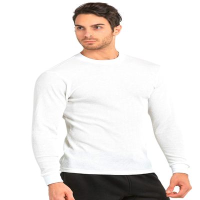Men's Classic Waffle-Knit Medium Weight Thermal Top (XL, White)
