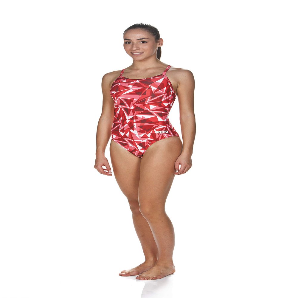 ARENA Women's Shattered Glass Light Drop Back MaxLife One Piece Swimsuit, Fluorescent Red, 20