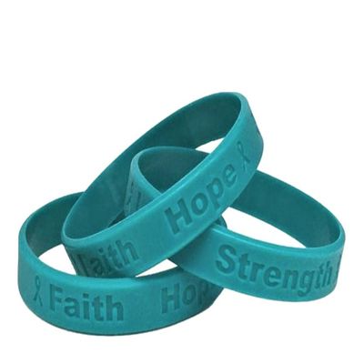 25 Cervical Cancer Teal Silicone Awareness Bracelets - Medical Grade Silicone - Latex and Toxin Free - (25 Bracelets)