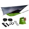 Oak Creek Camping Hammock and Accessories. Complete Package with Mosquito Bug Net, Rain Fly, Tree Straps. Great for Hiking, Backpacking, and Travel. Weighs Only 4 Pounds. Kiwi Green and Gray. view 1