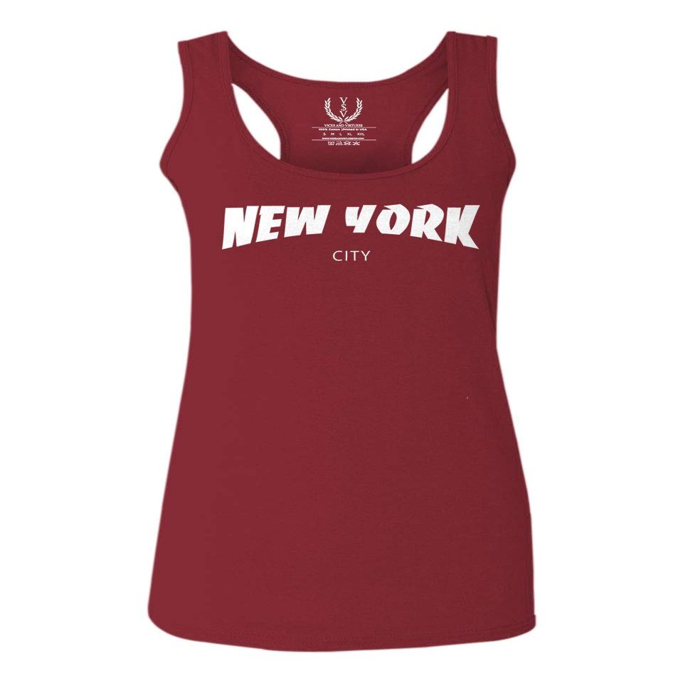 0229. Cool Skateboarding New York City Fonts Letters Graphic Women's Tank Top Racerback (Maroon, Medium)