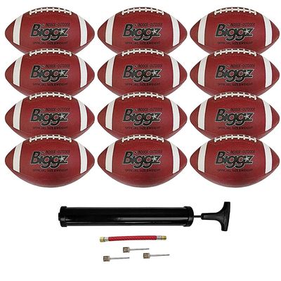 Biggz (Pack of 12) Premium Rubber Official Size Footballs with Pump