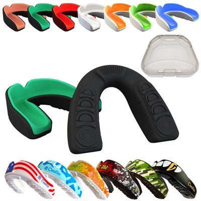 COOLLO SPORTS Boil and Bite Mouth Guard (Youth & Adult) DA Custom Fit Sport Mouthpiece for Football, Hockey, Rugby, Lacrosse, Boxing, MMA (Free Case Included!) (Mint Green & Black, Ages 10 & Below)