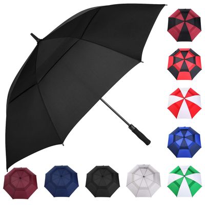 MRTLLOA Automatic Open Golf Umbrella, Extra-Large Oversized Double Canopy Vented Windproof Waterproof Stick Rain Golf Umbrellas for Men and Women (Black, 68 inch)