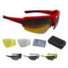 BBB Cycling Sports Glasses with 3 Interchangeable Lenses Lightweight Sunglasses UV Protection Half Frame for Bike Riding Men Women - Glossy Red - Impulse BSG-62 view 1