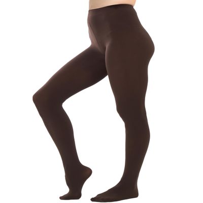 HeyUU Women's 80 Denier Semi Opaque Tights High Waist Soft Solid Color Pantyhose brown lxl