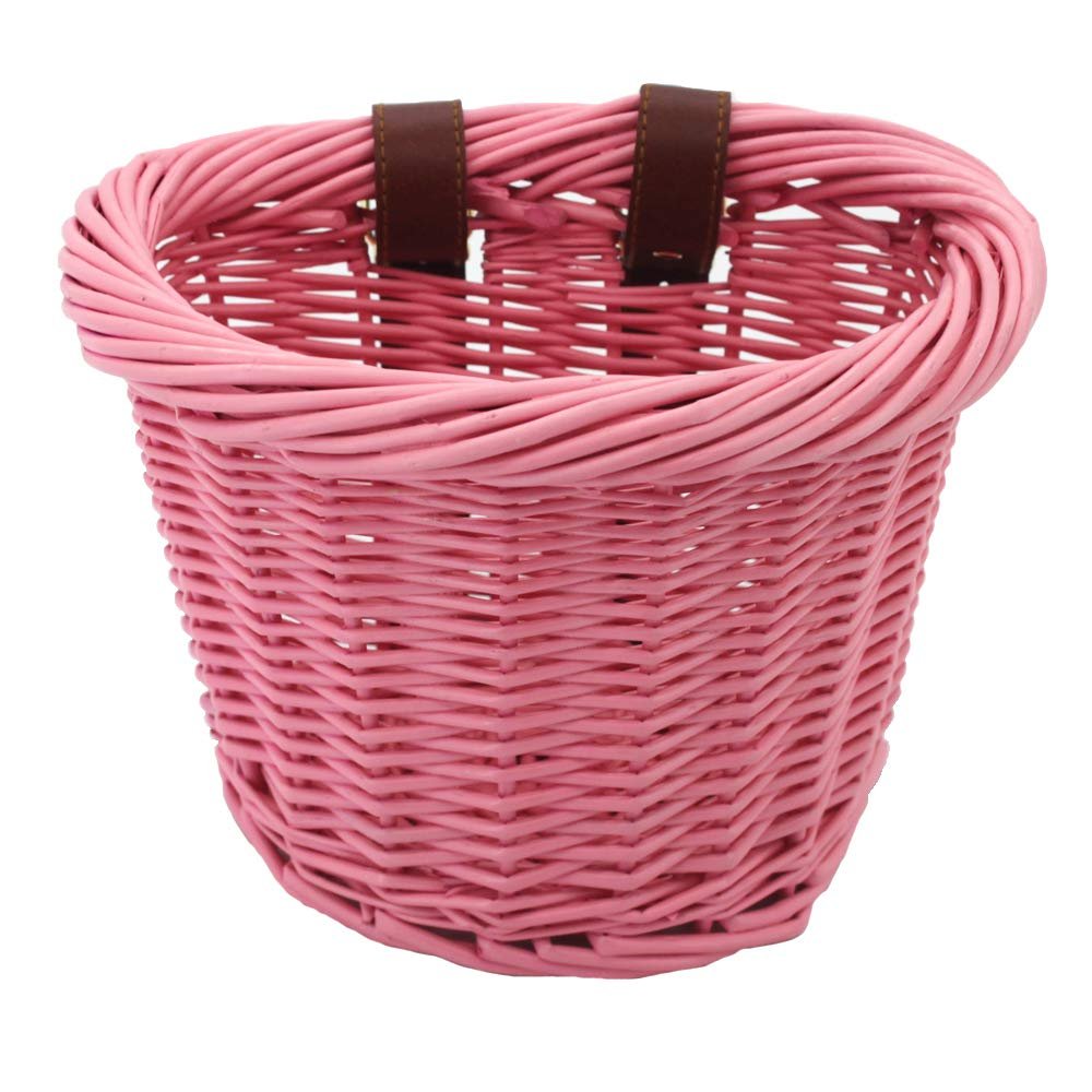 Wicker Bike Basket, Little Box Made by Willow for Bicycle (Pink)