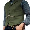 Duereyoo Men's Tweed Vest Vintage V Neck Wool Blend Herringbone for Wedding Groomsmen Suit Vest for Men view 1