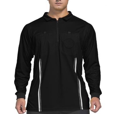 ChinFun Men's Soccer Referee Uniform Long Sleeve Pro Referee Soccer Jersey Perfect for Basketball Football Sports Black S