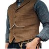 Duereyoo Men's Tweed Vest Vintage V Neck Wool Blend Herringbone for Wedding Groomsmen Suit Vest for Men view 1