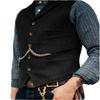 Duereyoo Men's Tweed Vest Vintage V Neck Wool Blend Herringbone for Wedding Groomsmen Suit Vest for Men view 2