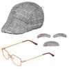 Beelittle Old Man Costume Grandpa Accessories Men Beret Hat Glasses (Light Grey) view 1