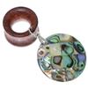 00G 10mm Natural Round Shells Wood Dangle Ear Gauges Flesh Tunnels Plugs Stretching Kit Expander Statement Earrings for Women view 3