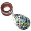 00G 10mm Natural Teardrop Shells Wood Dangle Ear Gauges Flesh Tunnels Plugs Stretching Kit Expander Statement Earrings for Women view 3
