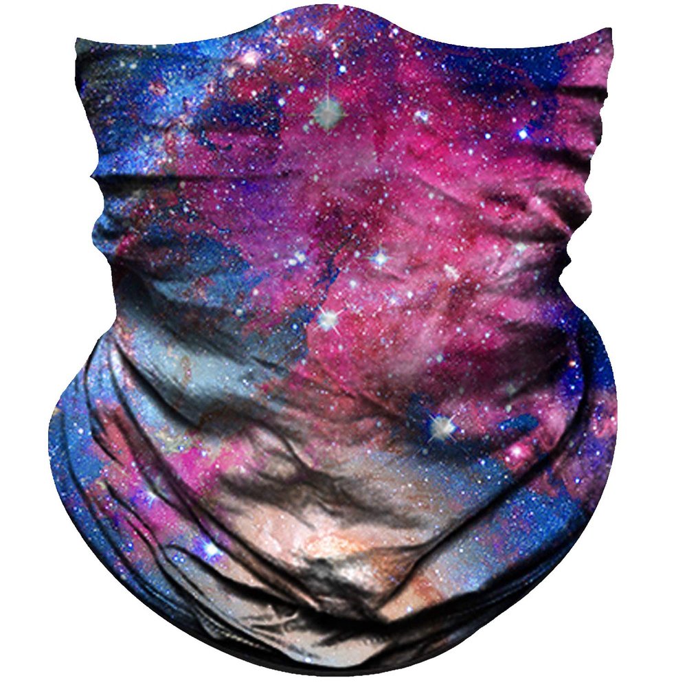 Obacle Seamless Bandana for Rave Face Mask Dust Wind UV Sun Protection Galaxy Tube Mask Headwear Bandana for Women Men Festival Party Motorcycle Riding Outdoor (Starry Sky Green Rose Red)