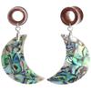 11/16 inch 18mm Natural Moon-shaped Shells Wood Dangle Ear Gauges Flesh Tunnels Plugs Stretching Kit Expander Statement Earrings for Women view 1