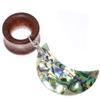 11/16 inch 18mm Natural Moon-shaped Shells Wood Dangle Ear Gauges Flesh Tunnels Plugs Stretching Kit Expander Statement Earrings for Women view 3