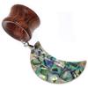 11/16 inch 18mm Natural Moon-shaped Shells Wood Dangle Ear Gauges Flesh Tunnels Plugs Stretching Kit Expander Statement Earrings for Women view 4
