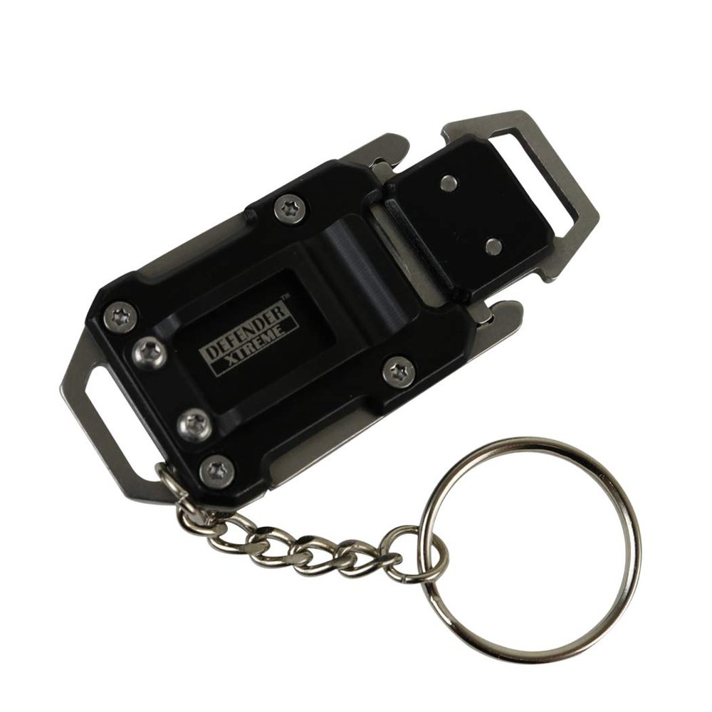DEFENDER XTREME Chain Keyring Mini Pocket EDC Knife Tactical Survival LED Light