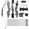 ZSHJGJR 60 Inch Takedown Recurve Bow and Carbon Arrow Set Archery Traditional Hunting Bow Longbow Right Hand 30-60lbs for Targeting Shooting Practice (Black Bow Set, 30lbs) view 1