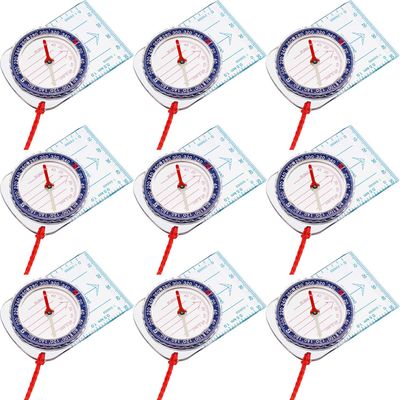 BBTO 9 Pieces Orienteering Compass Hiking Backpacking Camping Compass Map Reading Outdoor Waterproof Compass for Scout Men Women