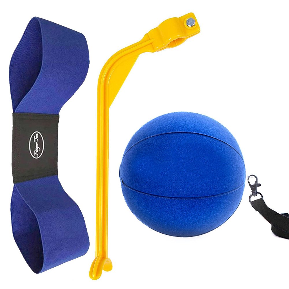 Amy Sport Golf Swing Training Aid Wrist Hinge Adjustable Arm Band with Hanger Smartball Connection Band for Correction, Men Women Ball Between Arms Practice Tool (4 Pack Blue)