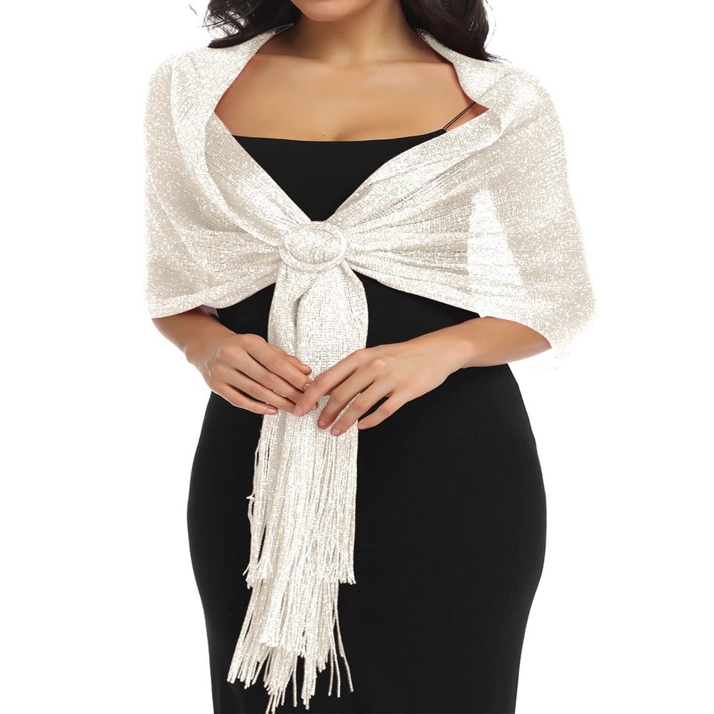 BANETTETA Gold Shawl Shawls and Wraps for Weddings Shawls and Wraps for Evening Dresses Shall for Women Shall (Light Champagne)