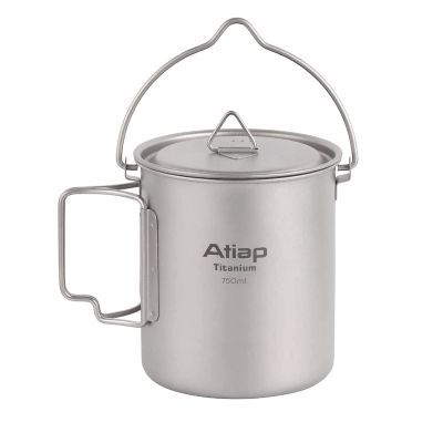 ATiAP Titanium Cup 750ml Backpacking Mug Camping Coffee Cup Camp Mug with Lid Foldable Handle Portable Lightweight