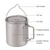 ATiAP Titanium Cup 750ml Backpacking Mug Camping Coffee Cup Camp Mug with Lid Foldable Handle Portable Lightweight view 3