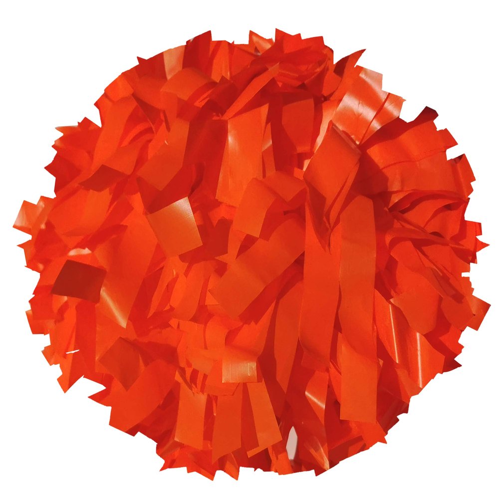 Danzcue 2 Pack 6 Inches Plastic Cheerleading Pom Pom with Baton Handle (Orange, One Size)