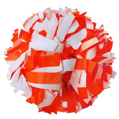 Danzcue 2 Pack 6 Inches Plastic Cheerleading Pom Pom with Baton Handle (Orange-White, One Size)