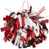Danzcue Pack of 2 Cheerleading 6 Inches Metallic Pom Pom with Dowel Handle (Red-Silver, One Size) view 2