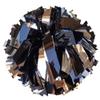 Danzcue Pack of 2 Cheerleading 6 Inches Metallic Pom Pom with Dowel Handle (Black-Silver, One Size) view 1