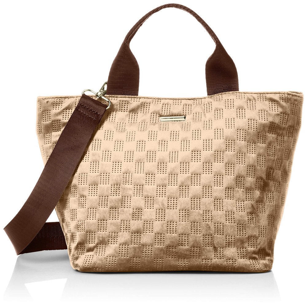 Silvia Rossini 2501612 Shoulder Bag with Pleasant Velour Material with Embossed Pattern Fashionable Mocha