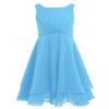 Aislor Kids Girls Pleated Knot Waist Chiffon Flower Girl Dress Princess Birthday Party Wedding Bridesmaid Dresses Sky Blue 12 Years view 1