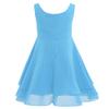 Aislor Kids Girls Pleated Knot Waist Chiffon Flower Girl Dress Princess Birthday Party Wedding Bridesmaid Dresses Sky Blue 12 Years view 3