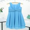 Aislor Kids Girls Pleated Knot Waist Chiffon Flower Girl Dress Princess Birthday Party Wedding Bridesmaid Dresses Sky Blue 12 Years view 4