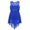 Aislor Kids Big Girls Lyrical Dance Dresses Illusion Sweetheart Sequins Ballet Dancing Performance Costumes Blue 5-6X view 2