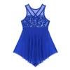 Aislor Kids Big Girls Lyrical Dance Dresses Illusion Sweetheart Sequins Ballet Dancing Performance Costumes Blue 5-6X view 3