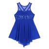 Aislor Kids Big Girls Lyrical Dance Dresses Illusion Sweetheart Sequins Ballet Dancing Performance Costumes Blue 5-6X view 4