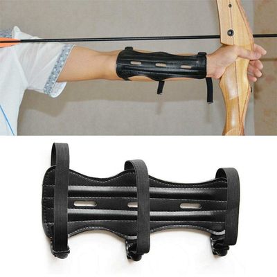 Weatlake Black Leather Archery Bow Target Arm Guard Forearm Armband Protection Hunting