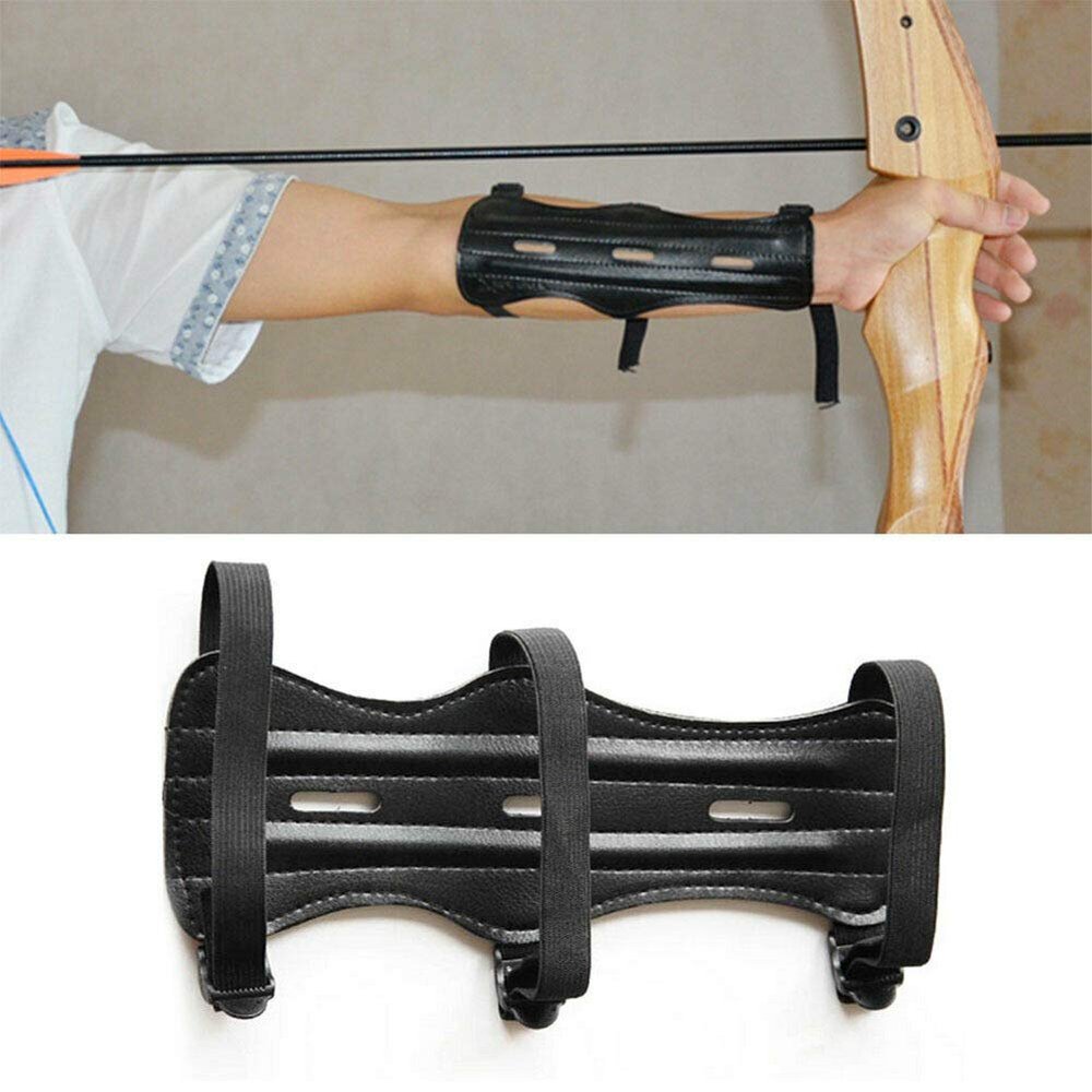 Weatlake Black Leather Archery Bow Target Arm Guard Forearm Armband Protection Hunting