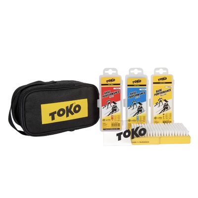 TOKO Basic Hot Wax Kit for Ski Waxing - 3 Multi-Temp Wax Packs (120g), Plexi-Scraper, Nylon Brush