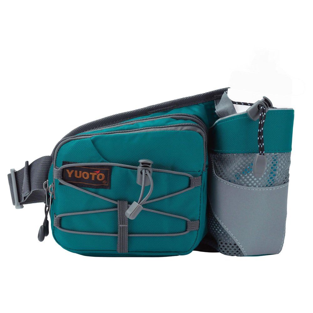 YUOTO Outdoor Fanny Pack with Water Bottle Holder for Walking Hiking Hydration belt Waist Bag
