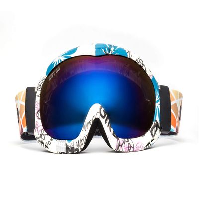 JUST GO Ski Goggles for Skiing Dual-Layer Anti-Fog 100% UV Protection lens Snowboard Goggles, Blue and White Frame/Blue Lens (VLT 21.3%)